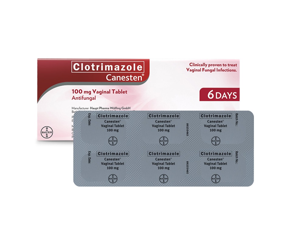 Clotrimazole Canesten 6 Vaginal Tablets 100mg Pack & Foil